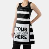 Tablier Noir et blanc Striped & logo société Marque (Insitu)