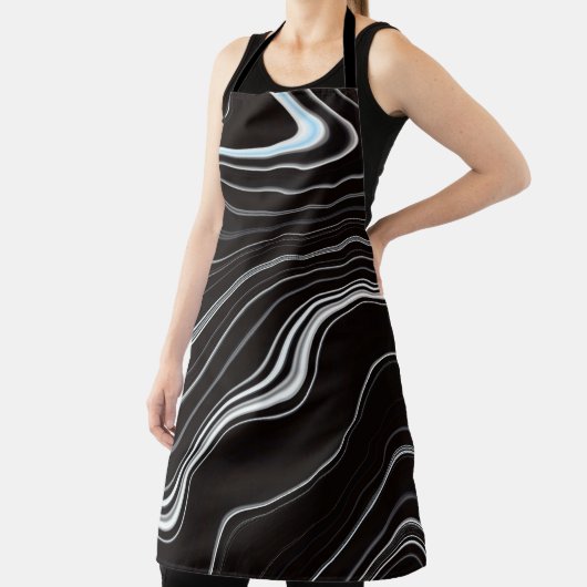Tablier Noir et blanc Wavy Abstraction (Insitu)