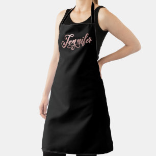 Tablier Noir et Or Rose Faux pour Jennifer