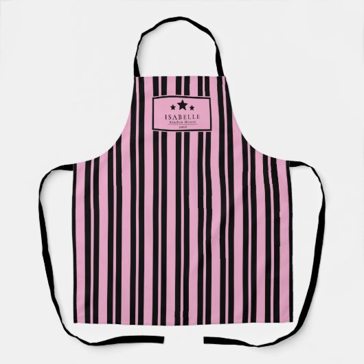 Tablier noir et rose Kitchen Master Stars (Recto)