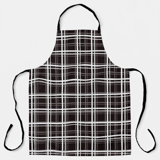 Tablier Noir Fenêtre Plaid Grid Stripes Design Motif (Recto)