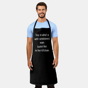 Tablier noir homme 'Homme bien assaisonné' BBQ Che