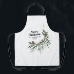 Tablier Noir moderne élégante aquarelle botanique rustique<br><div class="desc">Noir moderne élégant rustique aquarelle séchée botanique floral teintes muet de Noël design.</div>