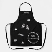 Tablier Noir moderne et blanc Personnalisé (Recto)