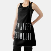 Tablier Noir Moderne Minimaliste Élégant Votre Nom (Insitu)