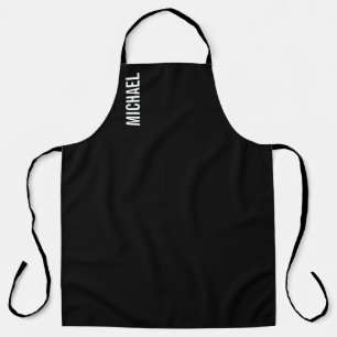 Tablier Noir moderne minimaliste Nom personnalisé
