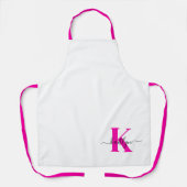 Tablier Noir rose chaud Nom initial Monogramme (Recto)