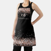 Tablier Noir rose or parties scintillant monogramme initia (Insitu)