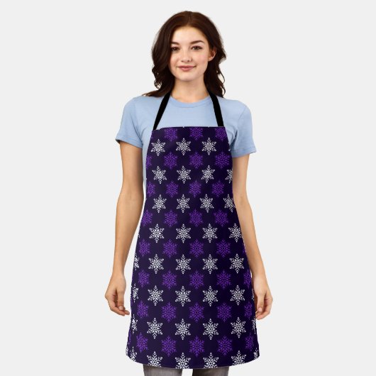 Tablier Noir violet foncé Flocon de neige Motif sans coutu (Porté)