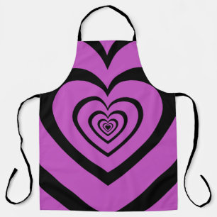 Tablier Noir violet Hypnotique Motif d'amour du coeur