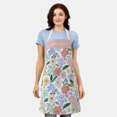 Tablier Nom Aquarelle Fleur Sauvage Rose Pâle (Porté)