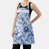 Tablier Nom Art Nouveau Fleur Botanique Bleue (Insitu)