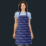 Tablier Nom bleu marine personnalisé texte motif moderne<br><div class="desc">Nom bleu marine personnalisé texte moderne motif Apron. vous pouvez modifier le nom ou le texte. Idéal pour cuisiniers,  chefs,  poteries,  céramiques,  artisanat,  travail,  cuisine,  boulangerie,  barbecue,  grill,  mais aussi pour les entreprises et les magasins,  etc</div>