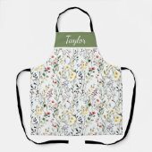 Tablier Nom botanique de fleur sauvage aquarelle (Recto)