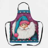 Tablier Nom Customisé Cute Père Noël Bleu pourpre Bleu (Recto)