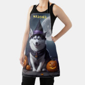 Tablier Nom customisé Éffrayant Husky Dog Halloween (Insitu)