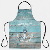 Tablier Nom de bateau nautique Ancre Bois rustique (Recto)