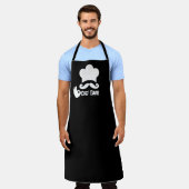 Tablier Nom de chef à moustache noire drôle (Porté)