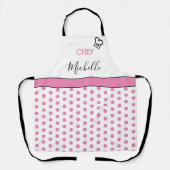 Tablier Nom de Chef Personnalisé Moderne avec Points Polka (Recto)