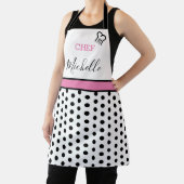 Tablier Nom de Chef Personnalisé Moderne avec Points Polka (Insitu)