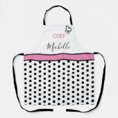 Tablier Nom de Chef Personnalisé Moderne avec Points Polka (Recto)