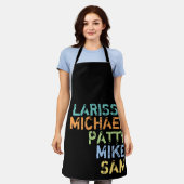 Tablier nom de famille (maman, papa et fils) noir (Porté)
