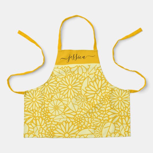 Tablier Nom de fille florale jaune mignon (Recto)