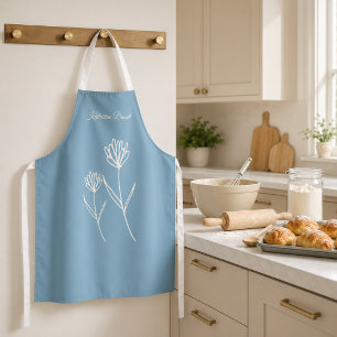 Tablier Nom de fleur simple et élégant bleu poussiéreux