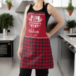 Tablier Nom de la cuisine de Buffle Noir et Rouge<br><div class="desc">Voici notre cuisine plaid de style noir et rouge Buffalo Apron, un accessoire incontournable pour le chef moderne. Fabriqué avec des matériaux de haute qualité, cet tablier allie design classique en plaid de buffle à une touche personnalisée. Conçu pour le style et la fonctionnalité, l'tablier est doté d'un motif de...</div>