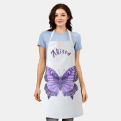 Tablier Nom de la femme blanche de papillon violet (Porté)