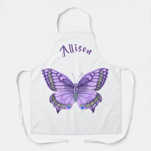 Tablier Nom de la femme blanche de papillon violet (Recto)