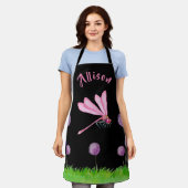 Tablier Nom de la femme noire rose violet (Porté)