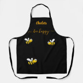 Tablier Nom de l'abeille jaune noir heureux (Recto)