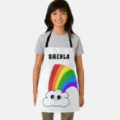 Tablier Nom de l'enfant Kawaii Cloud et Rainbow (Insitu)
