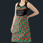 Tablier Nom de monogramme du motif végétal Script de cuisi<br><div class="desc">Motif végétal,  script de cuisine,  nom monogramme Apron. Vous pouvez ajouter votre propre nom et texte pour personnaliser.</div>