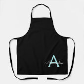 Tablier Nom de monogramme girly bleu sarcelle aquatique Sc (Recto)