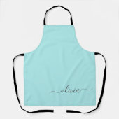 Tablier Nom de monogramme girly de style moderne sarcelle (Recto)