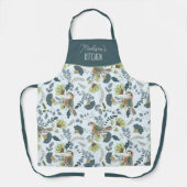 Tablier Nom de motif de fleurs et d'oiseaux rétro boho (Recto)