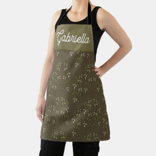Tablier Nom de motif d'olive de campagne française vert sa