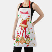 Tablier Nom de Noël Monogramme Custom Gingpain Rouge (Insitu)