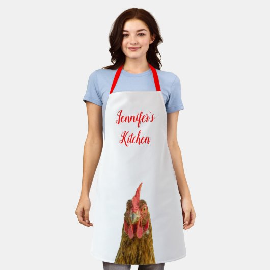 Tablier Nom de poulet amusant Tout-En-Un Imprimé Apron (Porté)