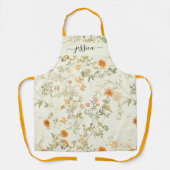 Tablier Nom de script de fleurs sauvages orange élégant (Recto)