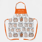 Tablier Nom de script de motif de citrouille Automne Boula (Recto)