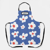 Tablier Nom de script de motif floral de marguerite bleue (Recto)