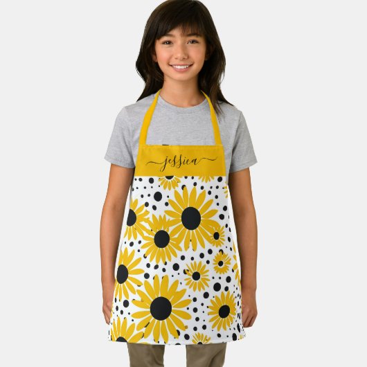 Tablier Nom de script de tournesol chic (Insitu)