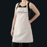 Tablier Nom de script élégant personnalisé beige doux<br><div class="desc">Accueillir un atelier botanique, succulent ? Et un cours de cuisine ? Offrez à vos invités des tabliers beiges doux personnalisés avec un style de police élégant qui les ravira sûrement. Parlez de ce cadeau sophistiqué. Conseil : pour garder les longues échasses à l'extrémité garder les petits carrés à l'extrémité...</div>