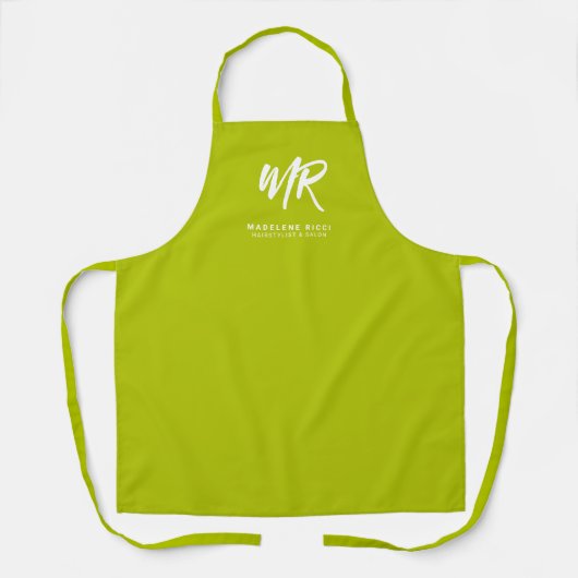 Tablier Nom de script minimal initial | Lime vert (Recto)