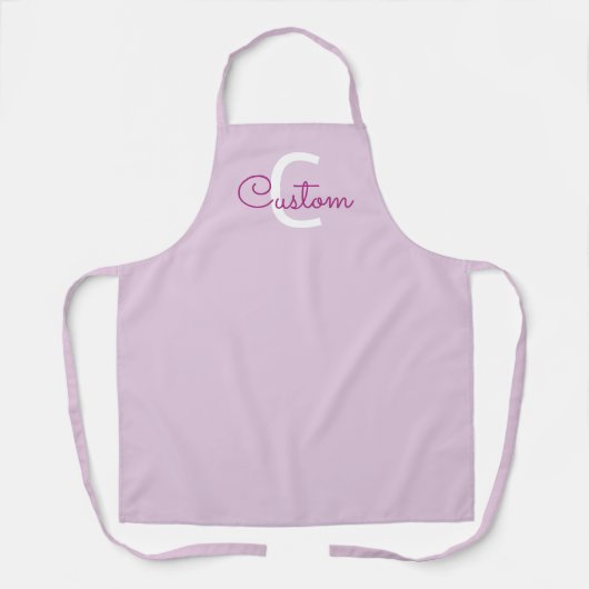 Tablier Nom de script & monogramme | Magenta & Violet clai (Recto)