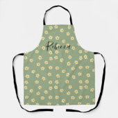 Tablier Nom de script personnalisé Mignon Daisy Floral Ver (Recto)