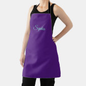 Tablier Nom de script sarcelle sur violet (Insitu)